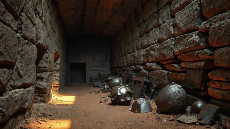 Tumba antigua con misteriosos artefactos tecnológicos