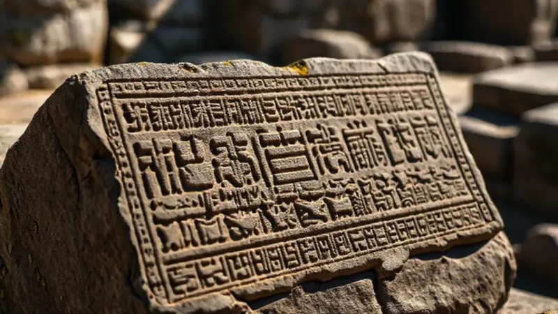 Antigua losa con jeroglíficos náhuatl detallados
