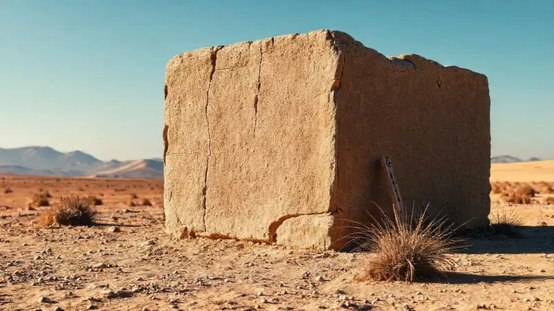 Monumento antiguo en desierto bajo sol brillante